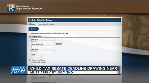 Wisconsin child tax rebate deadline approaching