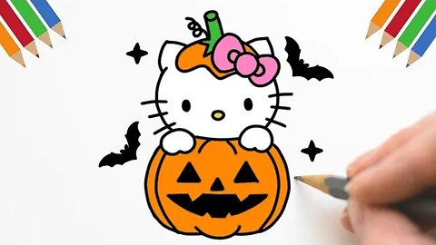 Como Desenhar HELLO KITTY HALLOWEEN 🎃 #hellokitty #halloween