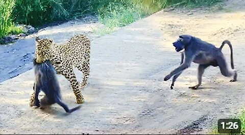 Leopard Pulls Off Perfect Ambush on Baboon -