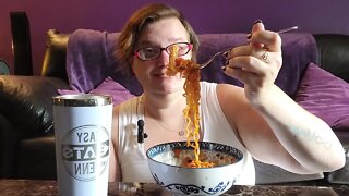 Spicy ramen with pork slices Live eating Mukbang Asmr