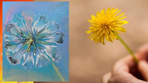 Make a simple Dandelion Acrylic Pour with a Flip Cup and Mini Blower | Soft, and Pretty Pastels!
