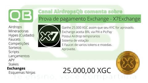 Prova de pagamento da X7 Excahnge - 25.000 XGC