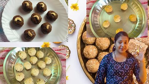 There are 3 types of laddus: Rava laddu, Moong dal laddu, and Rice laddu. #laddu