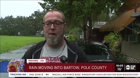 Chad Mills in Polk County | Rain is moving into Bartow. Residents that live in mobile homes should evacuate. The Peace River water will rise as a result of the rain.
