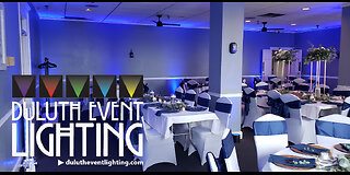 The Boat Club wedding lighting in blue