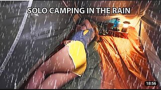 SOLO OVERNIGHT CAMPING IN THE RAIN - RELAXING IN THE TENT WITH THE SATISFYING SOUND OF NATURE