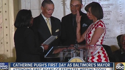 Catherine Pugh begins first day as Baltimore's mayor