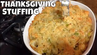 Parmesan Artichoke Thanksgiving Stuffing - Holiday Side Dish Celebration