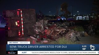 Big rig truck driver arrested on suspicion of DUI after crash