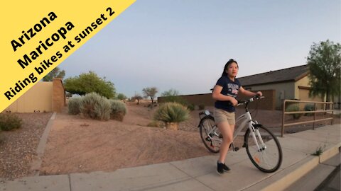 Arizona Maricopa Riding bikes at sunset with Sofia 2