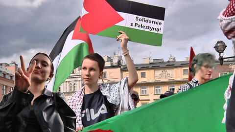 Solidarnie z Palestyną. Ani jednej bomby więcej. Kraków, 28 kwietnia 2024