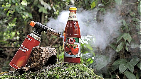 Gas torch vs. tomato sauce bottle experiment