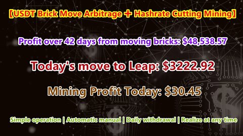 【USDT Brick Move Arbitrage ➕ Hashrate Cutting Mining】Today's move to Leap: $3222.92