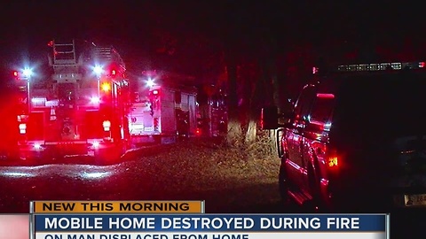 Man unable to return home after moblie house fire