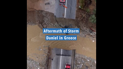 Drone footage of the aftermath of storm Daniel in the Pelion region of Greece on September 7 shows