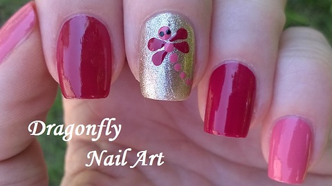 Dragonfly Nail Art By Dotting Tool