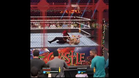 wwe 2k23 Alba Fyre 2 swanton bomb to Charlotte Flair #wwe2k23 #wwe2k23gameplay #wwe2k23myfaction