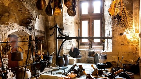 Fire Crackling Kitchen Sounds Ambience Old European Kitchen Ambient
