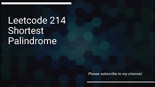 Leetcode 214 Shortest Palindrome