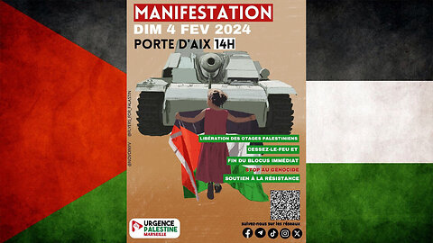 Manif pro Palestine/Gaza à Marseille - 4 fév. 2024, commentée par Salim Laïbi