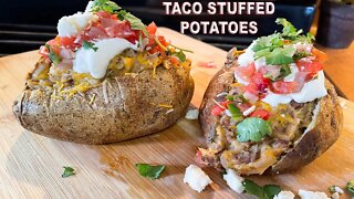 TACO STUFFED BAKED POTATOES, A GROUND BEEF RECIPE