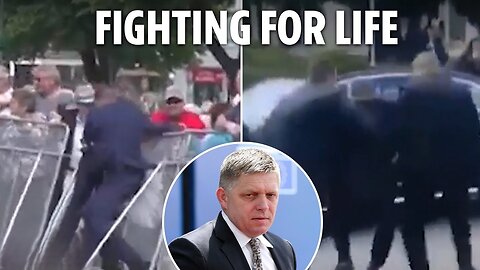 Horror moment Slovakian PM shot in stomach shown in new footage as 'gunman. 71' arrested