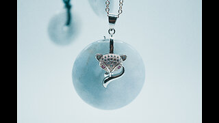 White Jade Button (Donut) with Silver Bail in Fox Motif #jade #necklace #jadedonut #jewelry #chains