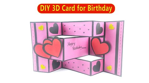 DIY 3D Card Trifold for Birthday - Easy Paper Crafts