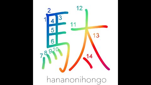 駄 - burdensome/worthless/a pack horse - Learn how to write Japanese Kanji 駄 - hananonihongo.com