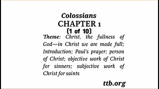 Colossians Chapter 1 (Bible Study) (1 of 10)