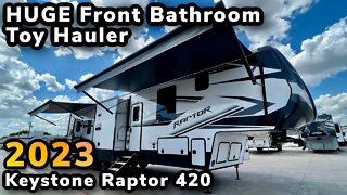 2023 HUGE FRONT BATHROOM Fifth Wheel Toy Hauler RV | 2023 Keystone Raptor 420