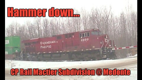 CP Rail MacTier Subdivision @ Medonte for 8950 N with dpus 8952 and 8066.. Jan.24, 2022