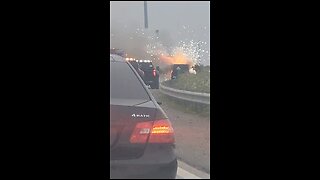 Firefighters Fight Fire On Highway 410 Brampton