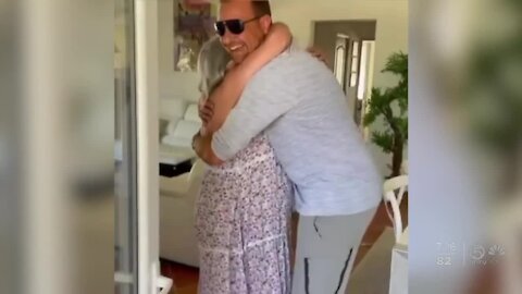 Father and son from West Palm Beach surprise relatives in France