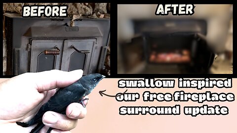 🔥 #Fireplace surround update truly inspired by a little #swallow 🐦‍⬛| Diy design| backyard rocks