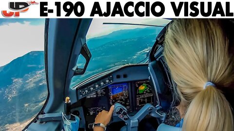 Visual Steep Approach into Ajaccio Corsica | TUI E-190 Cockpit Views