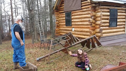 Off Grid Log Cabin SPIRAL STAIRS for the Loft