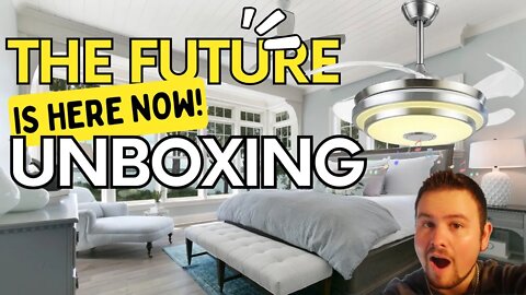 Unboxing: Modern Retractable 36 Inches Ceiling Fan Indoor Light Dimmable LED Lights with Remote
