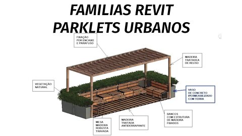 Parklet detalhamento em madeira familias Revit