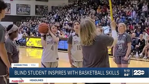 Blind student inspires with basketball skills