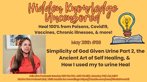 Simplicity of God Given Urine Part 2, the Ancient Art of Self Healing #38