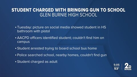 Glen Burnie student charged as adult after picture holding gun in school bathroom surfaces on social media