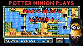 Live - Harry Potter Minion Plays Mario Brothers 3 Water World!!