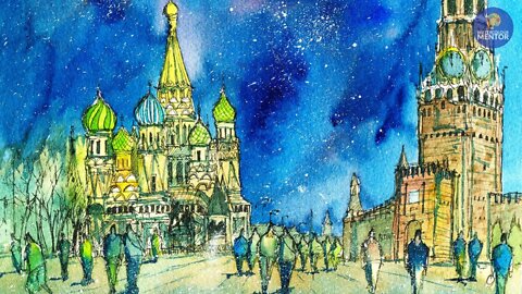 Christmas In Moscow: Draw and Paint - Ink and Watercolor. First 100 students free (see description)