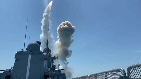 Russian Black Sea Fleet Frigate Launch 4 Kalibr Cruise Missiles At Ukrainian Military Infrastructure