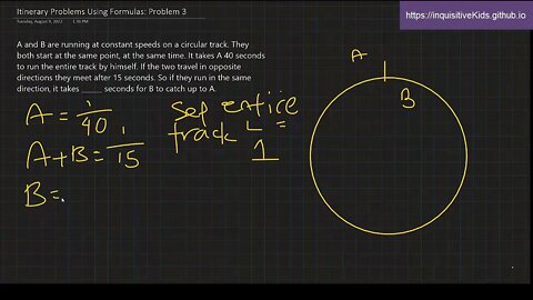 6th Grade Itinerary Problems Using Formulas: Problem 3