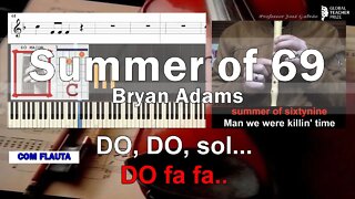 Summer of 69 Bryan Adams Notas para flauta Acordes Guitarra Piano Educação Musical José Galvão CVG