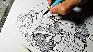 Inkiing a Manga style Character.