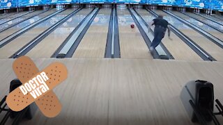 Man Slips After Throwing Bowling Ball