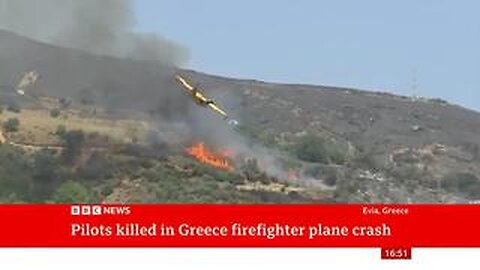 Live TV newscast captures firefighting plane crash in Greece, killing both pilots